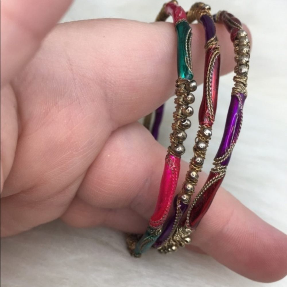 Multi-Colored India 3-Piece Stacking Bangle Set - image 6